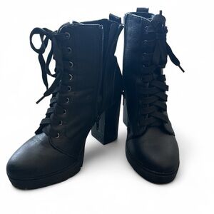 Charlotte Russe Black Lace-Up Boots